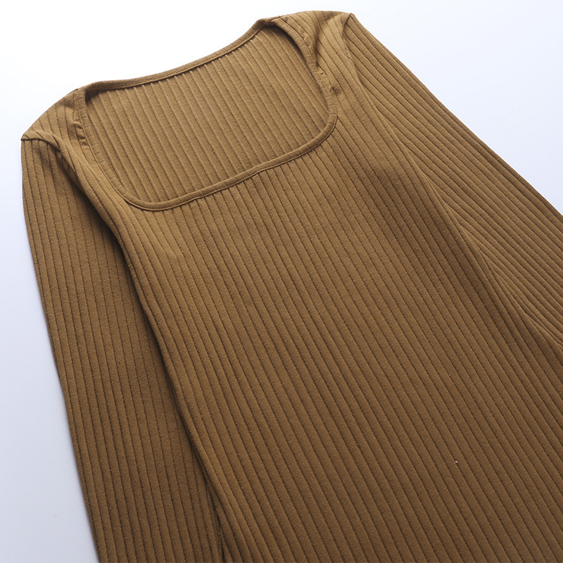 Square-Neck Long-Sleeved Slim Dress NSFLY96375