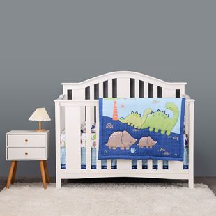 Foreign trade factory cross-border newborn suit children embroidered quilt fitted sheet pillowcase infant bedding three-piece set