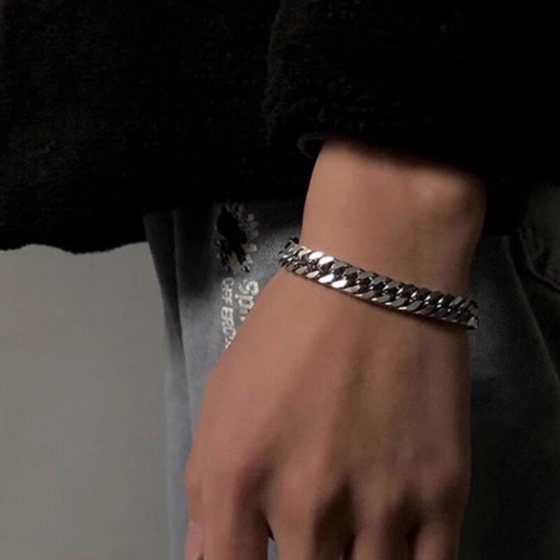 Cuban Chain Thick Chain Titanium Steel Bracelet Men's Ins Trendy Hip-Hop Simple Stylish Cool Style Couple Bracelet Accessories Cuban Chain Thick Chain Titanium Steel Bracelet Men's Ins Trendy Hip-Hop Simple Stylish Cool Style Couple Bracelet Accessories