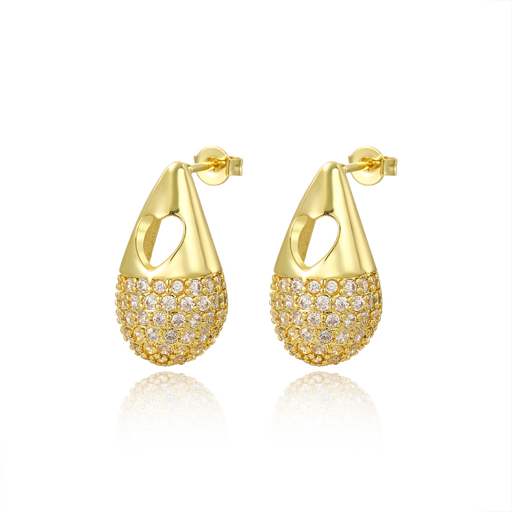 1 Paire Style Simple Style Classique Couleur Unie Incruster Le Cuivre Zircon Boucles D'Oreilles display picture 2