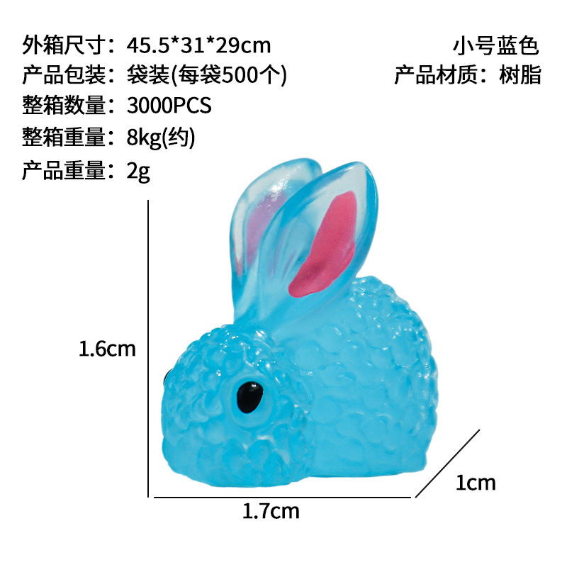 Adornos de micro paisajes, dibujos animados de animales lindos, conejitos de colores brillantes, conejitos luminosos, accesorios de resina vegetal para jardinería