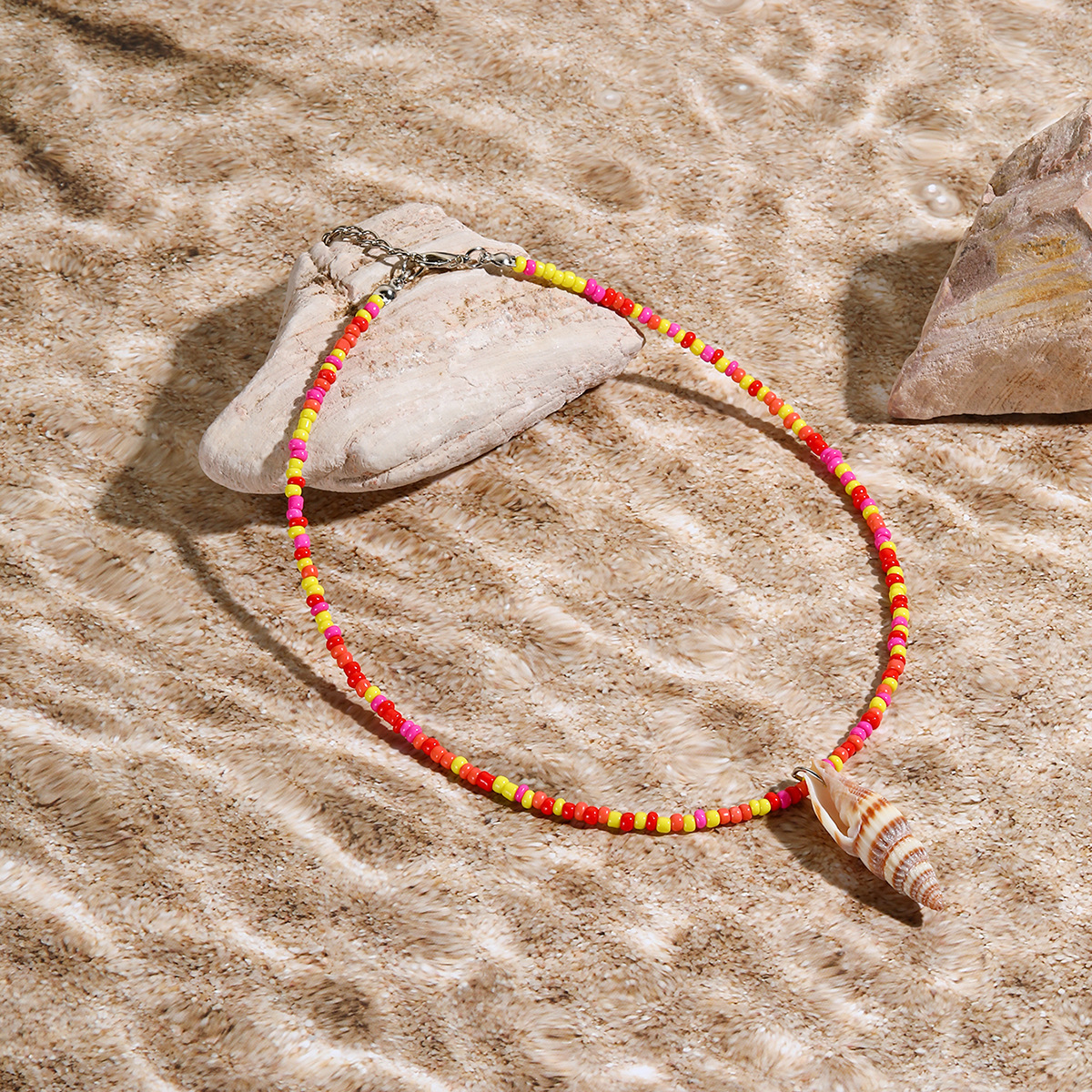 Seed Bead Material Conch, Shell, Fish Tail Pattern All Seasons Season Cute Marine Style Modern Style Conch Shell Fish Tail Seed Bead Beaded Chain Lobster Trigger Clasp Closure Beaded Necklaces Wholesale