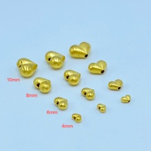 纯18K金屁桃配件手工diy材料珠子项链手链串珠au750古法金桃心珠