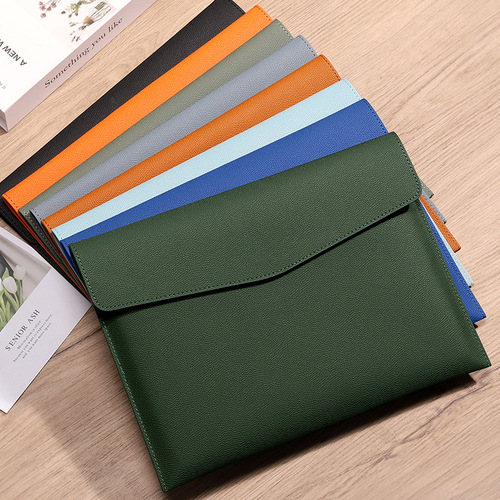 Cross-border exclusive supply leather document bag A4 paper file folder briefcase business document bag receipt storage bag