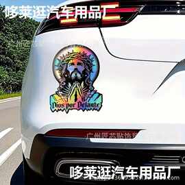 跨境汽车贴纸描绘虔诚祈祷和信仰车窗车身装饰汽车个性乙烯基贴纸