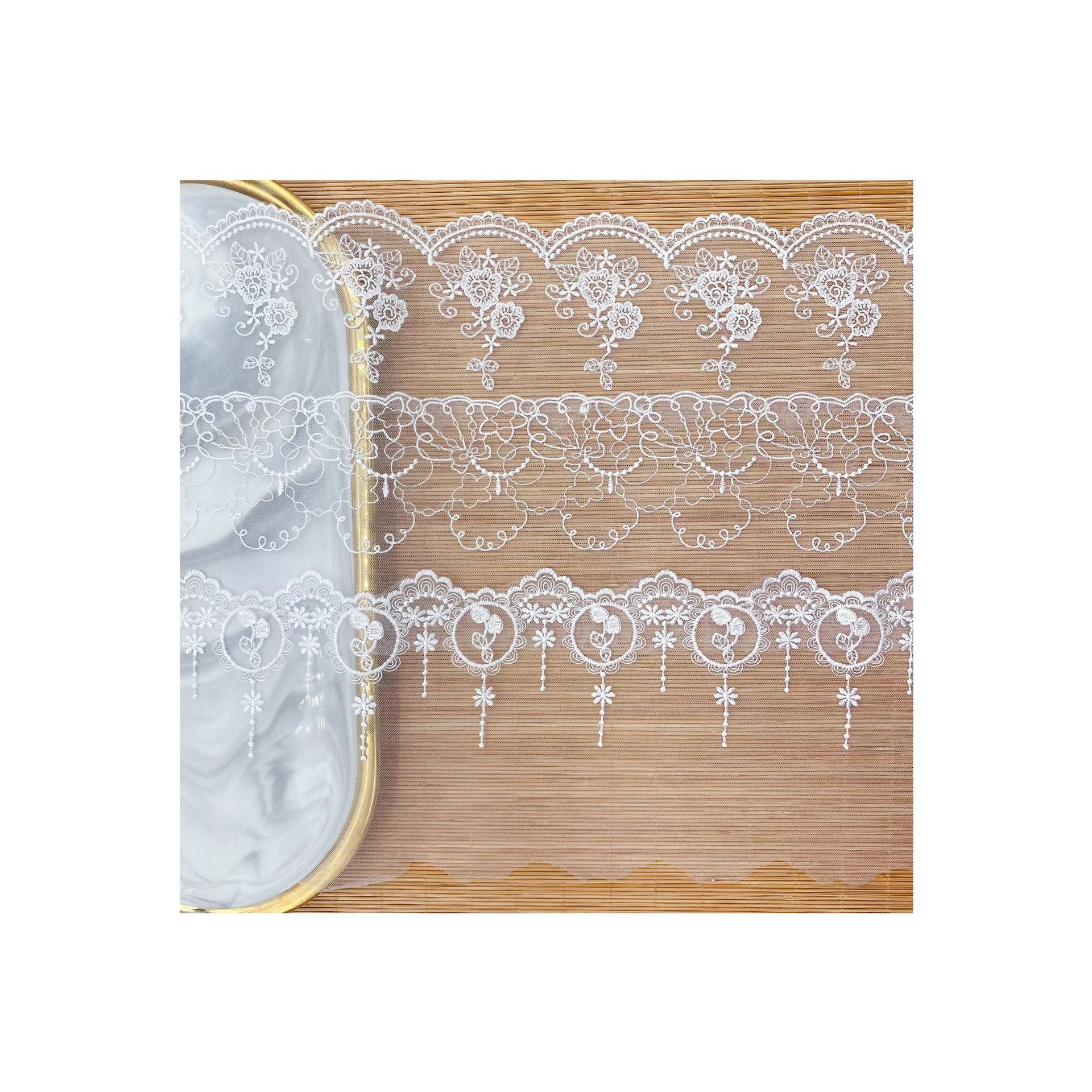 encaje de malla bordada Lolita accesorios conchas estrellas de poliéster encaje de malla soluble en agua