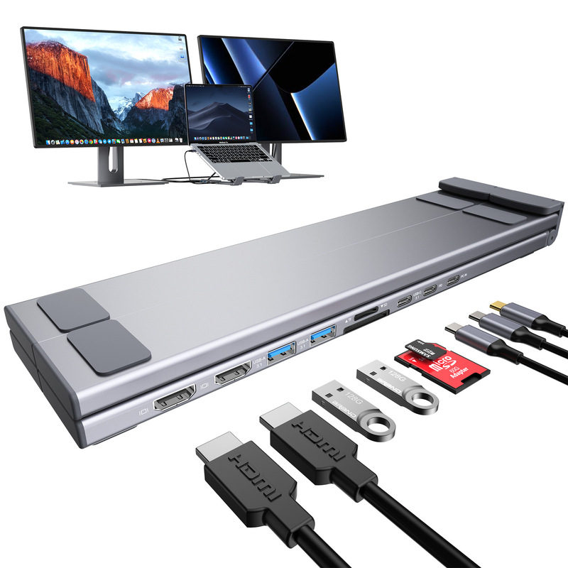 Cross-Border New Hot Product 4K Dual-Screen Display, 9-in-1 Usb-C Hub Docking Station Laptop Foldableing