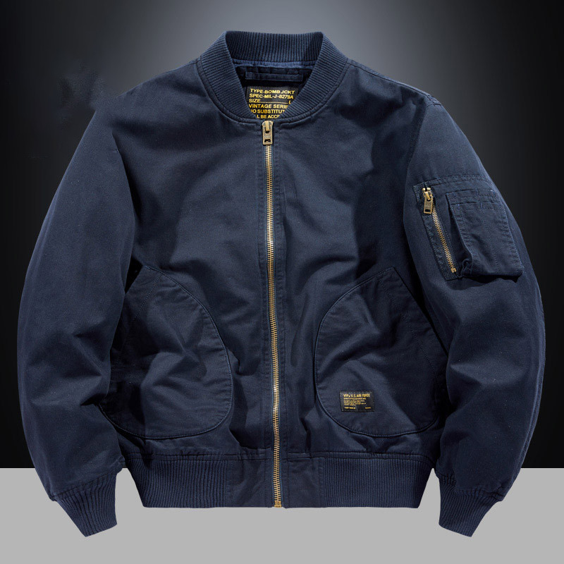 Trendy Brand Retro Solid Color Bomber Jacket Men's and Women's Japanese Style Street Casual Loose All-match Baseball Suit Autumn and Winter Coat