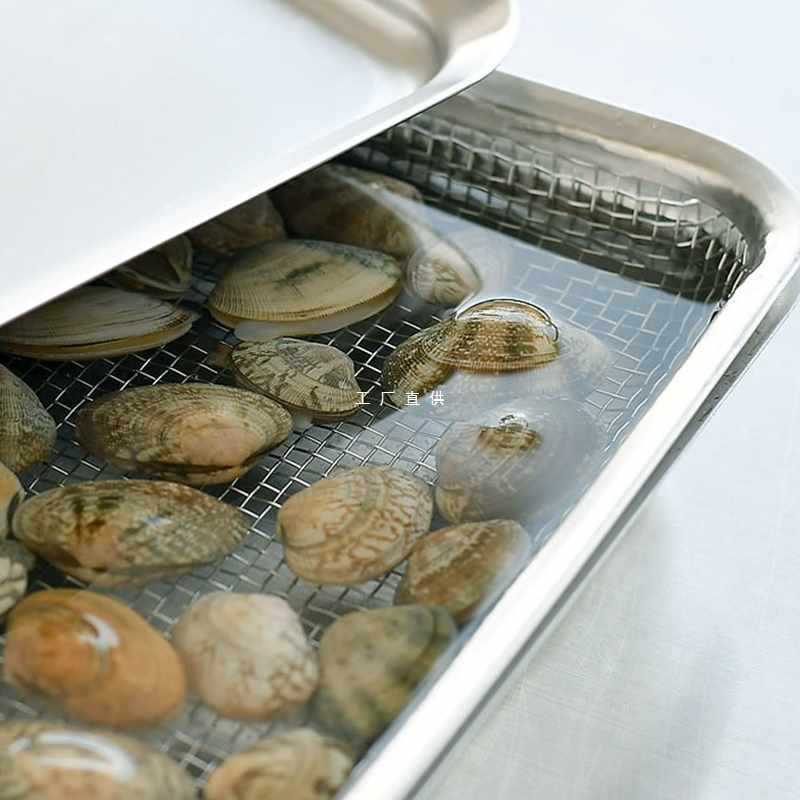 ✅304不锈钢备菜托盘厨房多功能滤油炸物盘食物沥水网篮烤鱼