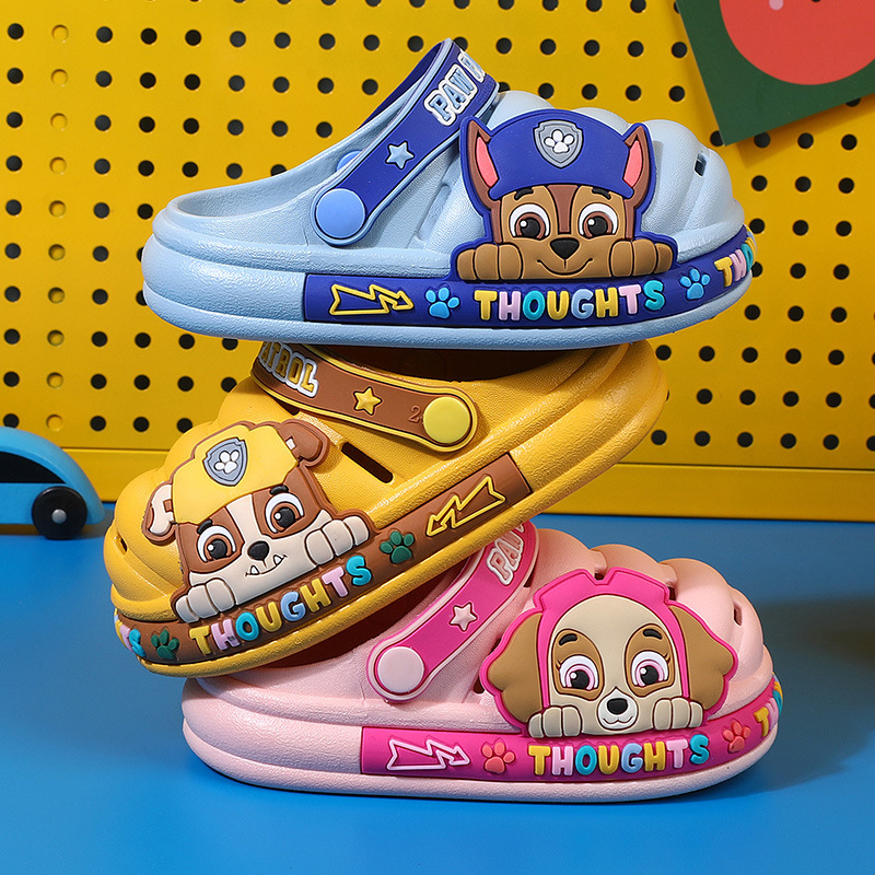 Wang Wang team summer children's cartoon hole shoes for boys and girls baby home non-slip sandals and slippers Caterpillar sandals wholesale