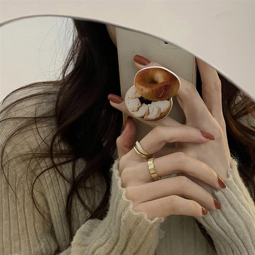 White Fritillaria Double Layer High-End Versatile Light Luxury Ring Unique Design Index Finger Ring  New Trend Fashion Personality