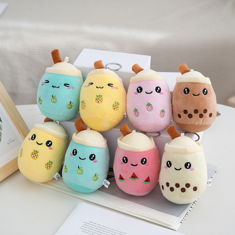 Cross-Border New Pearl Milk Tea Cup Plush Toy Doll Bag Accessories Keychain Milk Tea Shop Small Gifts Wholesale