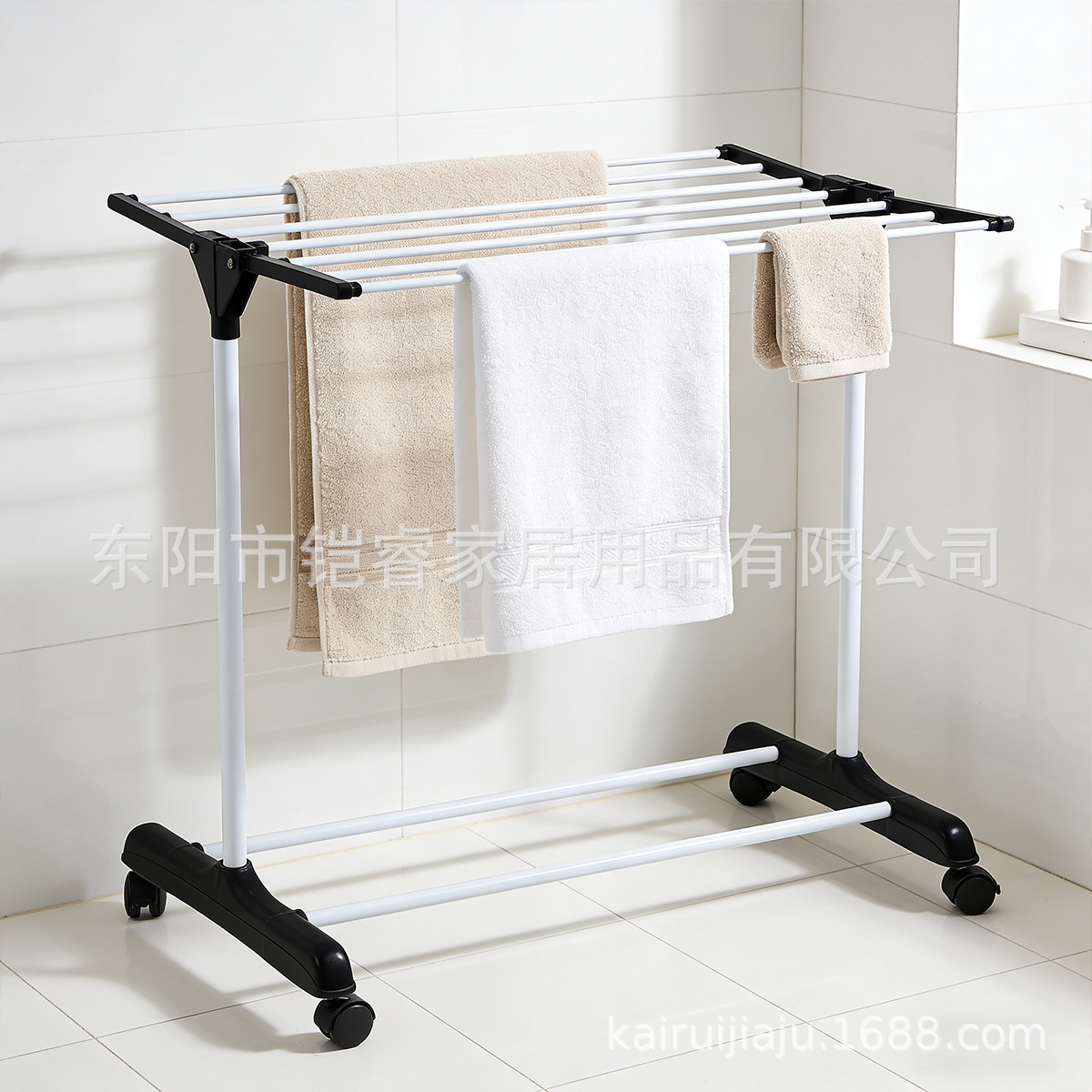 Fábrica multifuncional de piso de tres capas percha de secado de ropa percha de toallas de baño percha de secado de ropa percha de almacenamiento plegable móvil image 11
