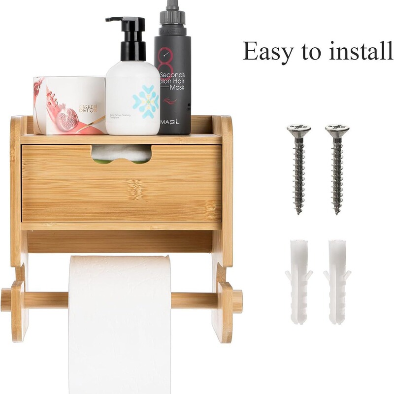 Wooden Wall-mounted Drawer Storage Box Tissue Rack Bathroom Rack Hotel Toilet Paper Wipe Roll Rack