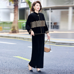 ファッションの中高年の婦人服の大きいサイズのおばあさんは40-60歳のお母さんの2セットの春秋服の女性のゆったりしている服の女性を詰めます。