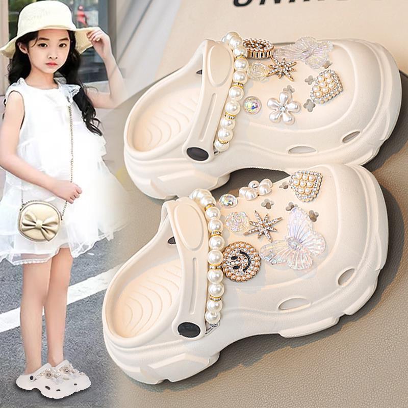 Girls' Summer Clogs for Outdoor Wear, Non-Slip Children's 2026 New Model Princess Sandals, Stylish Closed-Toe Sandals for Girls