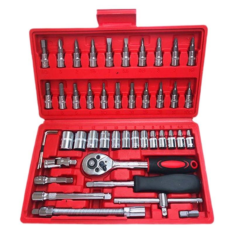 Набор торцевых ключей из 46 предметов, набор для обслуживания автомобиля и мотоцикла, бытовой небольшой набор летающих инструментов, комбинированный набор инструментов