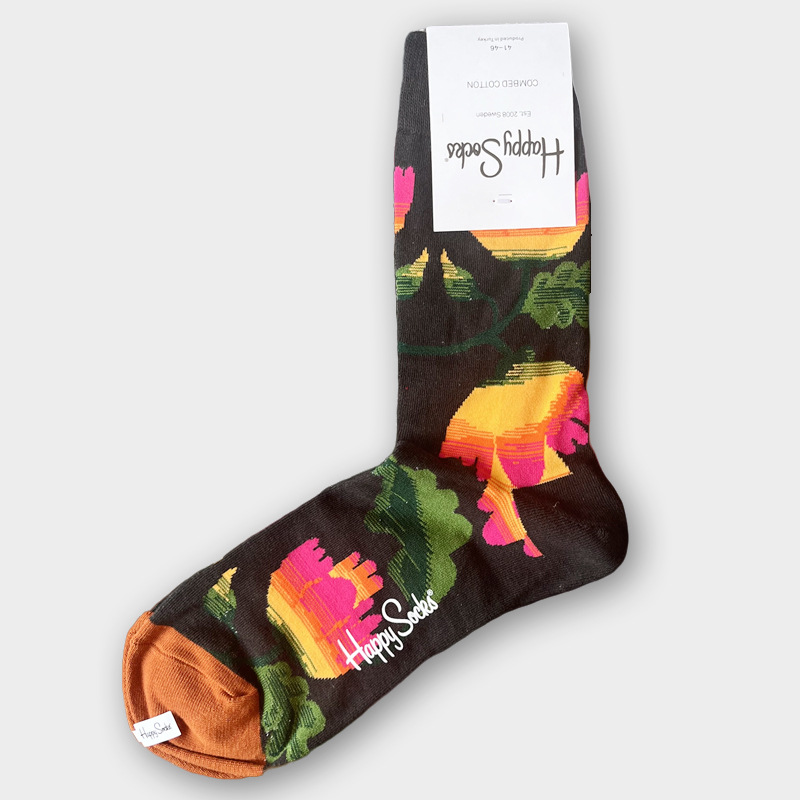 ハッピーソックス メンズソックス ミドル丈 コーマ綿 吸汗消臭 通気性 スウェーデン製 おしゃれ カラフル 薄手