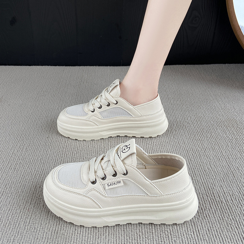2025 nuevo verano ropa exterior suela gruesa realce los pequeños zapatos blancos mujer todo fósforo moda transpirable casual zapatillas deportivas marea