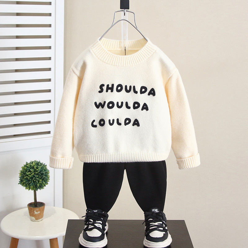 6445 niños y niñas otoño e invierno suéter de punto de moda coreana 2025 nuevos niños ropa de invierno camisa de fondo bebé marea image 3