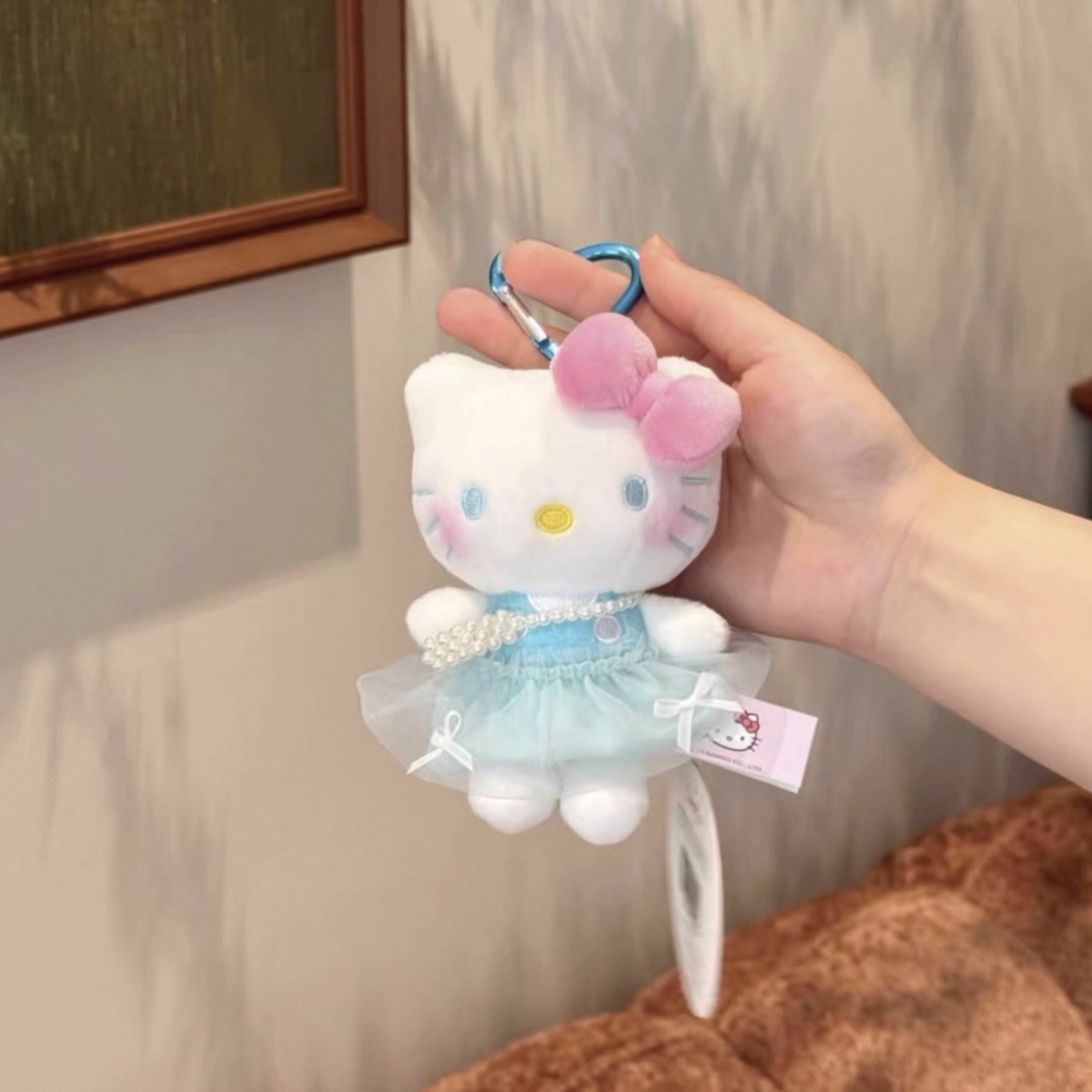 Genuino clásico KT Hello Kitty mochila bolso colgante dibujos animados lindo hellokitty llavero muñeca de felpa mujer