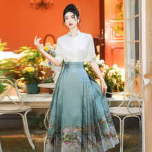 刺绣织金马面裙夏季薄款新中式中国风日常可穿改良汉服半身裙套装