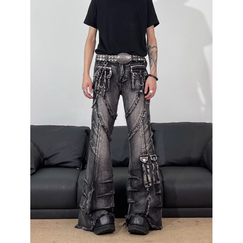 [Exclusively for Cross-Border Export] Work Jeans, Cool American High Street Retro Multi-Pocket Design Jeans