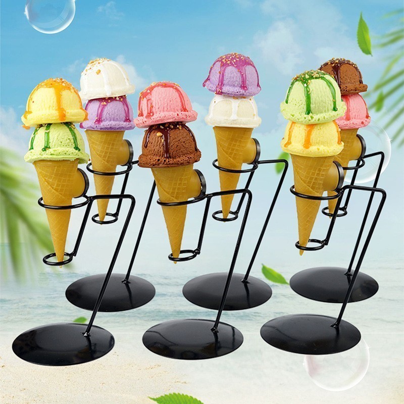 Simple Iron Art Ice Cream Storage Rack, Cone Display Stand for Ice Cream Cones, Sundaes, and Crispy Treats, Suitable for Restaurants and Cold Drink Shops, Wholesale