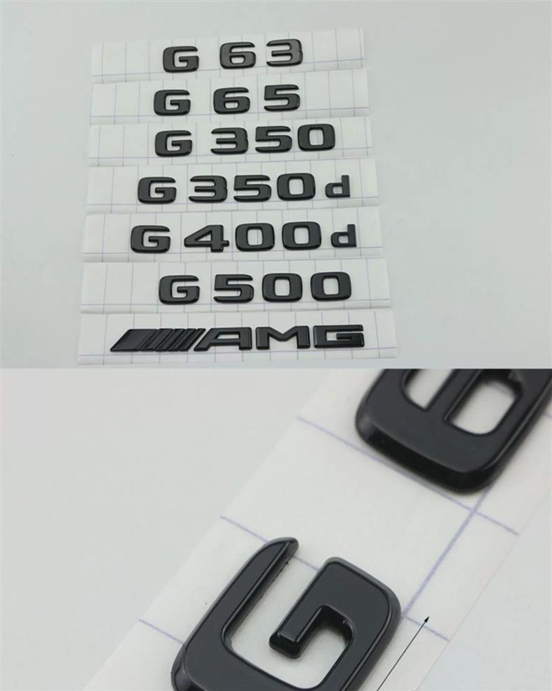 Mercedes-Benz G-Class G500 emblem, G63 lettering, AMG car stickers, 65 rear badge, V8 BITURBO side badge, black