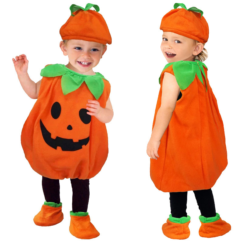 Trajes de calabaza de Halloween transfronterizos Ropa de actuación para niños COSPLAY lindo traje de calabaza traje de bebé lleno de algodón