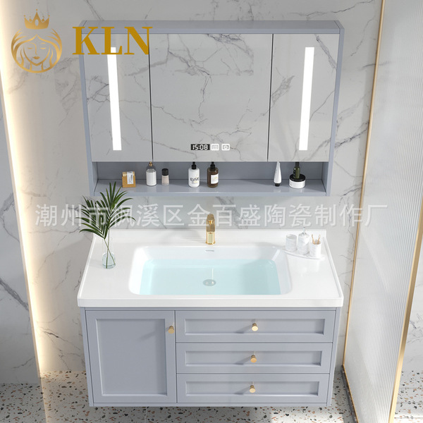 Baked paint Multi -layer solid wood bathroom cabinet combination…