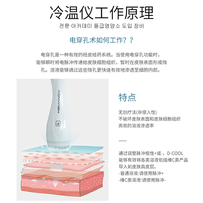 韓国dcool冷熱導入器美容院氷ハンマー冷敷器収縮毛穴電気穿孔無針水光計|undefined