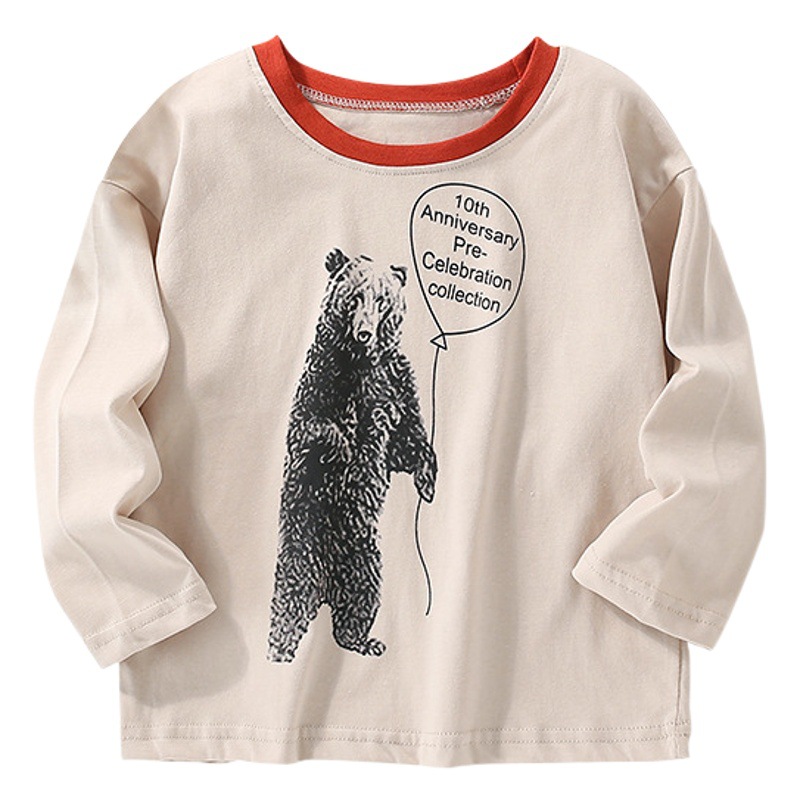 En stock malwee niña ropa otoño nuevo europeo y americano niños ocio manga larga Camiseta cuello redondo de los niños
