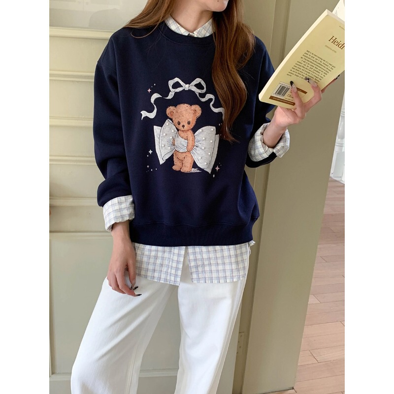 3th Morning Autumn New Korean Style Youthful Bowknot Bear Round Neck Sweatshirt ZY4342 3th Morning Autumn New Korean Style Youthful Bowknot Bear Round Neck Sweatshirt ZY4342