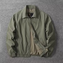 工装外贸夹克男装潮流时尚简约纯色宽松男士秋款外套翻领商务休闲