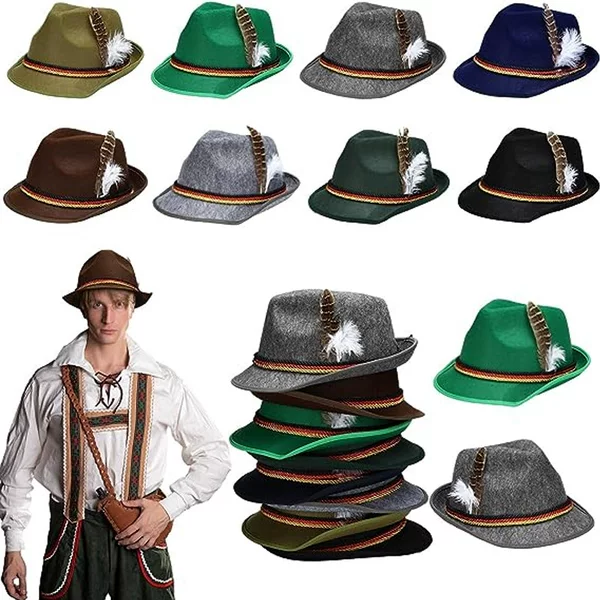 Beer Festival Hot Sale German Carnival Mountaineering Hat Grey Composite Jazz Hat Party Top Hat Adult Performance Top Hat