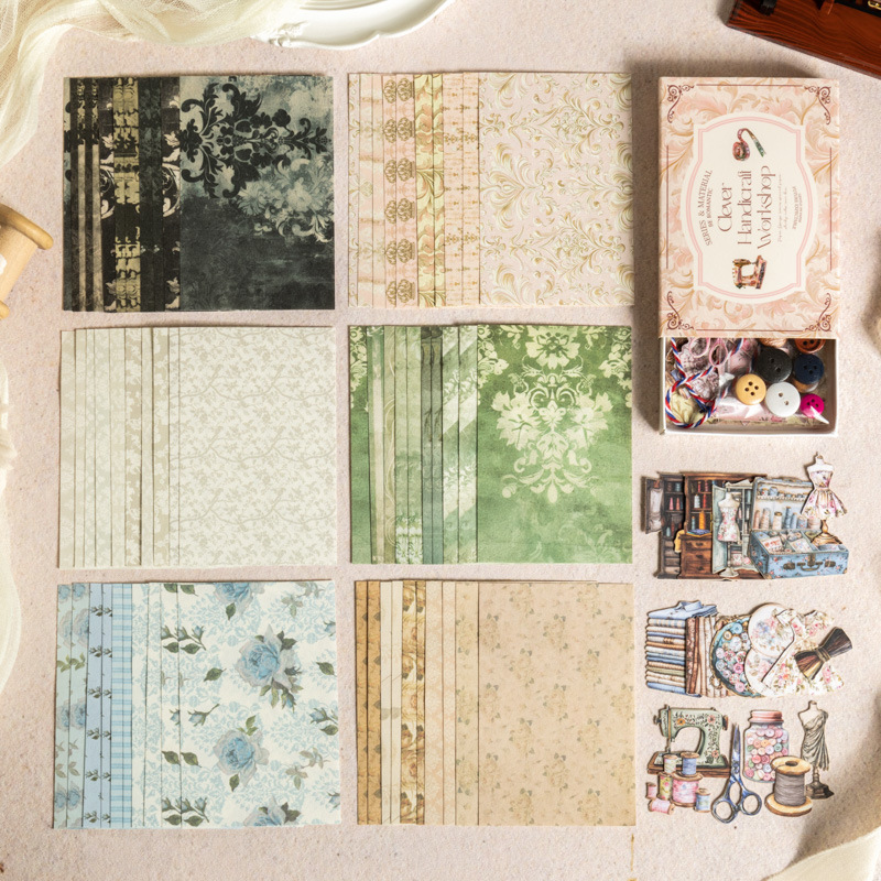 Paquete de material mixto de ketchup girl Serie ingeniosa Papel ligero de costura con tema retro ligero