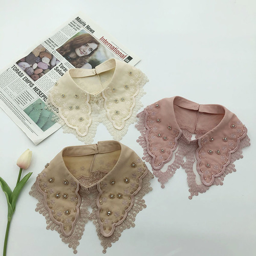 Manufacturer produces various styles of fake collars, hand-stitched, beaded and embroidered women's clothing, fashionable and trendy fake collars
