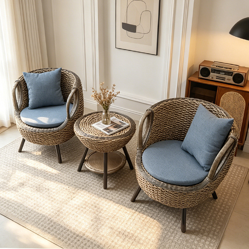 Courtyard Leisure Tables and Chairs, Villa Light Luxury Meeting Chairs, Outdoor Balcony Chairs, Rattan Leisure Three-Piece Set, Plant Rattan Sofa Courtyard Leisure Tables and Chairs, Villa Light Luxury Meeting Chairs, Outdoor Balcony Chairs, Rattan Leisure Three-Piece Set, Plant Rattan Sofa