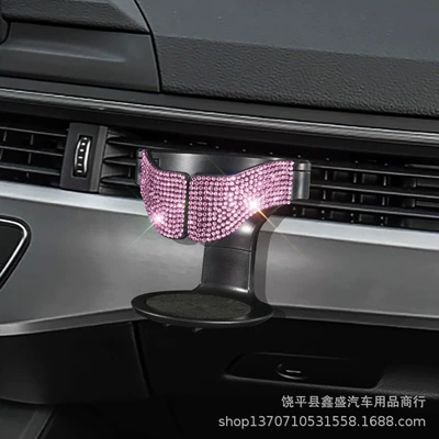 Rack, Diamond-Encrusted Car Water Cup | Car cup holder/beverage holder - pink-diamond