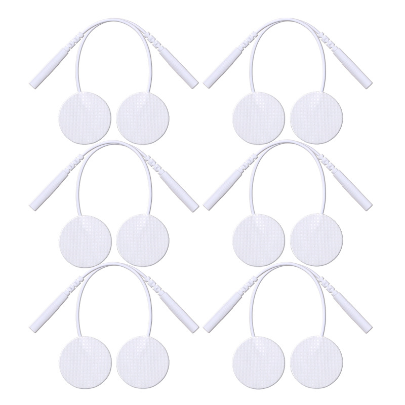 Redondo de 25mm tipo aguja pequeña hoja de electrodo de tela no tejida pie de electrodo autoadhesivo tipo de parche de masaje tipo cable