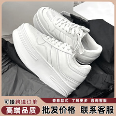 凯旋门增高厚底小白鞋女25新款系带百搭真皮拼接纯色休闲运动板鞋