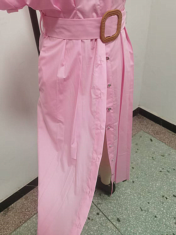 Women's Clothing Elegant Slimming Short Sleeved Shirt Dress Mid Length Solid Color American Style Autumn New Fashion_ecoleips.com