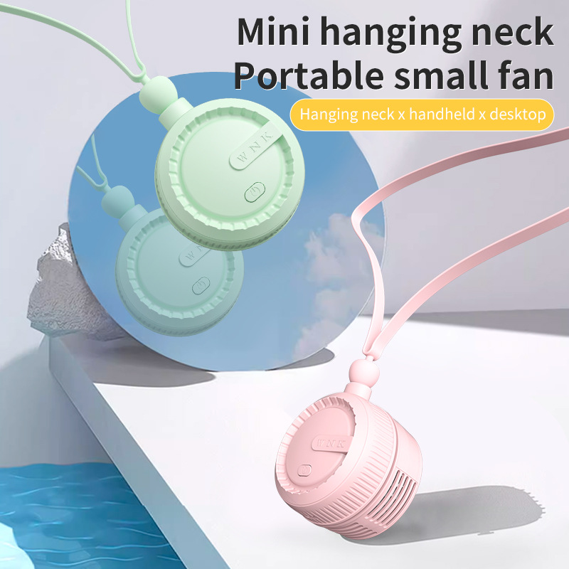 Mini USB Bladeless Neck Fan Portable Silent Turbine Small Fan With Lanyard_voghion.com