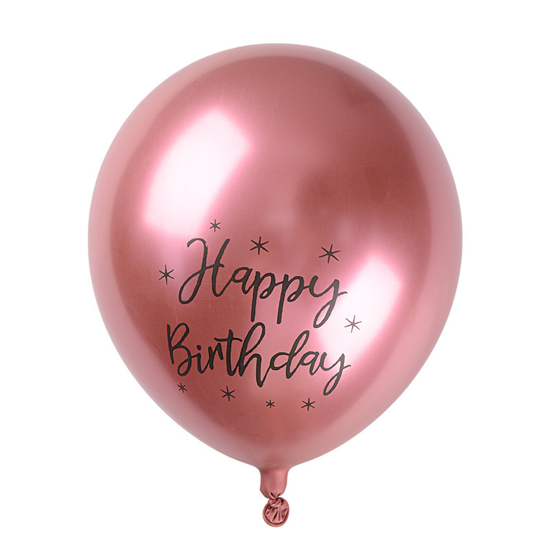 12 pulgadas 2,8g cromo látex estampado happybirthday metal globo fiesta de cumpleaños decoración al por mayor image 6