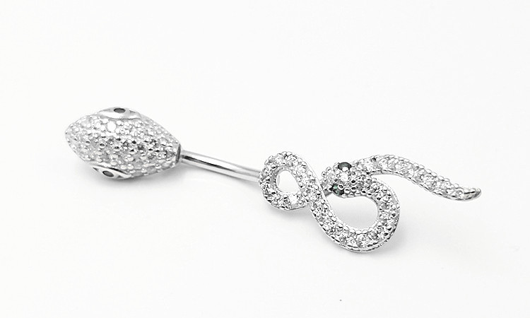European Zodiac Zircon Snake Belly Button Ring In 925 Silver_voghion.com