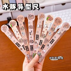 跨境卡皮巴拉尺子卡通异型波浪直尺学生文具奖励礼品水豚塑料尺子
