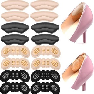 Sponge Anti-Wear Heel Stickers, High-Heeled Shoes, Heel Pads, Adjustable Particle Massage, Non-Slip Half-Size Pads, 8 Pairs