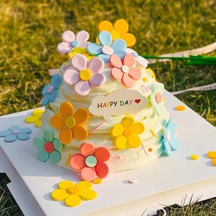 Soft Glue Flower Cake Decoration Spring Outing Small Flowers Korean Ins Colorfulful Florals Kidsren's Birthday Baking