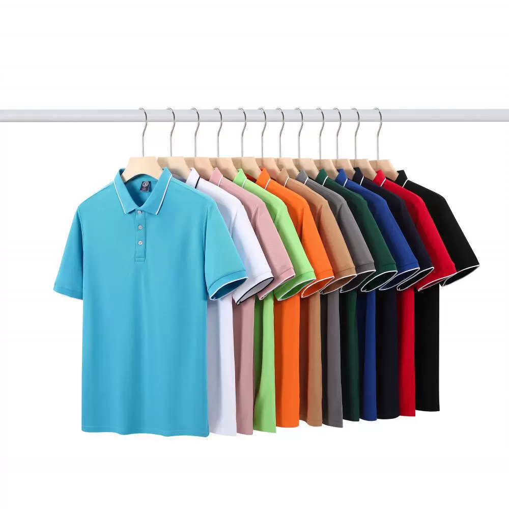 Рекламная футболка-поло с коротким рукавом, модель для трансграничной торговли, 220 г, 26-ниточный хлопок с добавлением морских водорослей, с белой окантовкой, с напечатанным логотипом, рабочая одежда